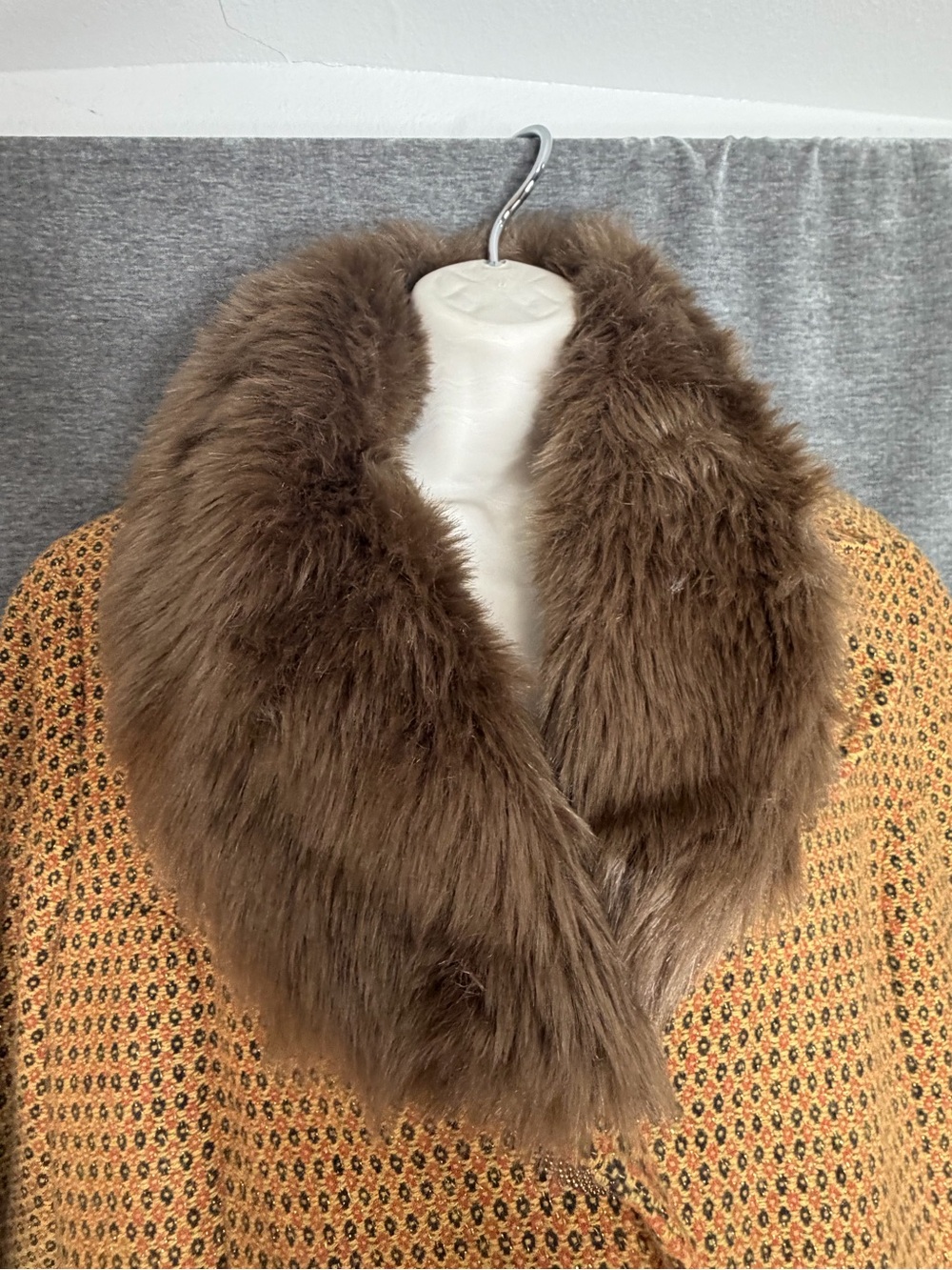Merona Mustard and Brown Faux Fur-Trim Jacket